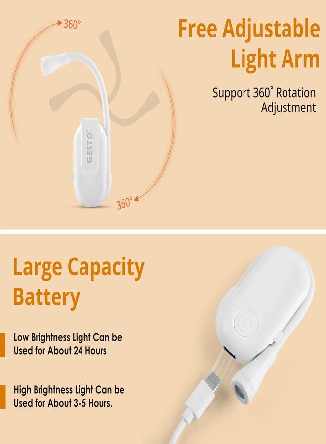 الجستو مصباح قراءة قابل لإعادة الشحن من جيستو مع مشبك - إضاءة بثلاثة ألوان متغيرة للقراءة في السرير | مصباح LED يعمل لمدة 80 ساعة ليلاً | مصباح قراءة مرن بمشبك على شكل رقبة معقوفة لمحبي الكتب - Image 5